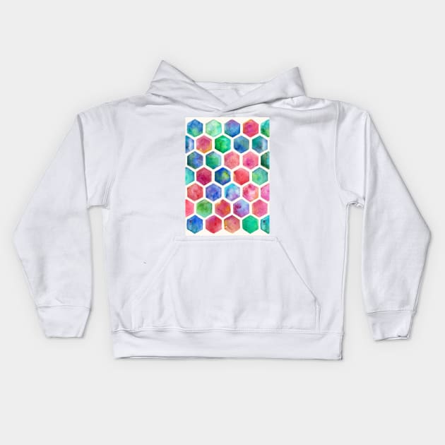 Hand Painted Watercolor Honeycomb Pattern Kids Hoodie by micklyn